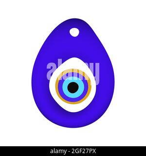 Bleu oriental mal oeil symbole amulet style plat design illustration vectorielle. Illustration de Vecteur