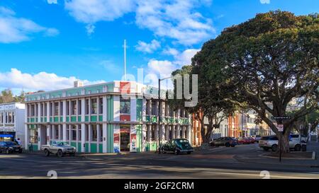 Napier, Nouvelle-Zélande. Les bureaux de l'Art Deco Trust, dans un bâtiment historique des années 1930 Banque D'Images