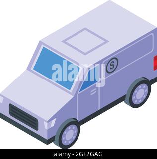 Vecteur isométrique de l'icône de chariot de banque. L'argent de la voiture. Véhicule blindé Illustration de Vecteur