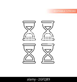 Sablez l'icône du vecteur de ligne d'horloge. Symbole de contour de la sablier, contour modifiable. Illustration de Vecteur