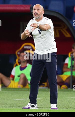 Vincenzo Italiano entraîneur-chef de Fiorentina gestes pendant le championnat italien Serie UN match de football entre AS Roma et ACF Fiorentina le 22 août 2021 au Stadio Olimpico à Rome, Italie - photo Federico Proietti / DPPI Banque D'Images