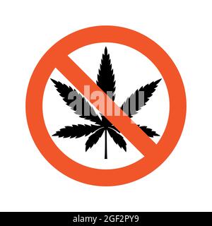 Signe d'interdiction de la marijuana isolé sur un blanc Illustration de Vecteur