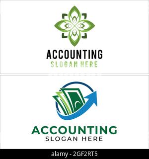 Comptabilité affaires financières avec icône feuille et logo d'argent Illustration de Vecteur