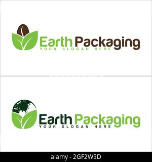 Logo naturel sur l'emballage de café en feuilles de terre Illustration de Vecteur