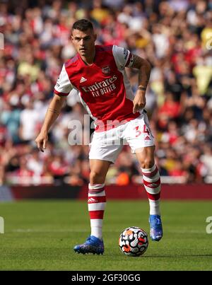 Photo du dossier datée du 22-08-2021 de Arsenal's Granit Xhaka. Date de publication : lundi 23 août 2021. Banque D'Images