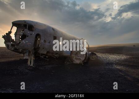 Epave d'avion Iceland DC3 Banque D'Images