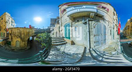 Vue panoramique à 360° de Rues de La Valette, Malte