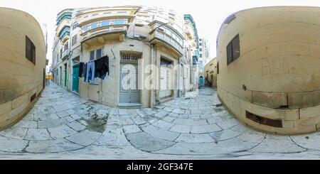 Vue panoramique à 360° de Rues de La Valette, Malte