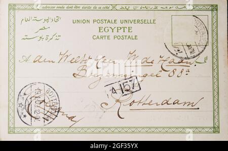 Carte de vœux de l'Égypte à Rotterdam en 1909 Banque D'Images