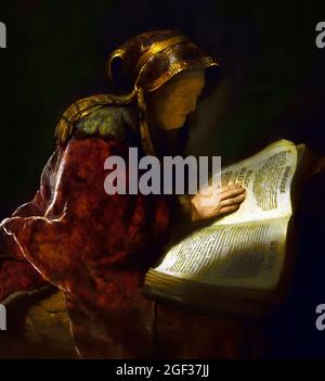 An Old Woman Reading, probablement la prophétesse Hannah 1731 de Rembrandt Harmenszoon van Rijn 1606–1669 Néerlandais les pays-Bas Banque D'Images