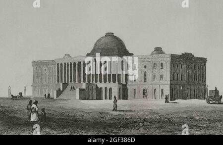 Capitole des États-Unis, Washington D.C., la première pierre angulaire a été posée le 18 septembre 1793, lors du premier grand événement public entassé dans le fédéral Banque D'Images