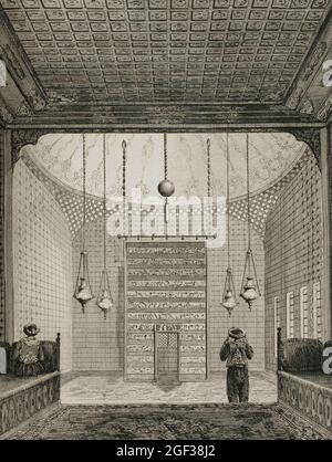 Empire ottoman. Turquie. Constantinople (aujourd'hui Istanbul). Palais de Topkapi. Chapelle du Seraglio. Reliques du Prophète. Gravure par Lemaitre. Historique Banque D'Images