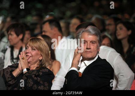 Non exclusif: KIEV, UKRAINE - 22 AOÛT 2021 - le troisième président de l'Ukraine Viktor Iouchtchenko et sa femme Kateryna Iouchtchenko assistent à l'Ark Ukraine: Banque D'Images