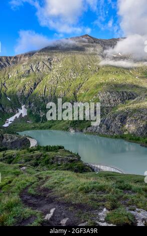 Margitze, Talwanne, Margitzenstausee, Voir, Stausee, Mauer, Staubauer, Pasterze, Wasser, Pasterzengletscher, Gletscherwasser, Oberstufe, Kraftwerk, Banque D'Images