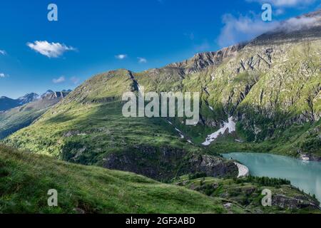 Margitze, Talwanne, Margitzenstausee, Voir, Stausee, Mauer, Staubauer, Pasterze, Wasser, Pasterzengletscher, Gletscherwasser, Oberstufe, Kraftwerk, Banque D'Images