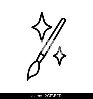 Icône artiste. Pictogramme plat pour toile. Trait. Symbole artistique simple isolé sur fond blanc. Outline vector eps10 Banque D'Images