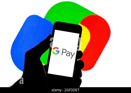 Sur cette photo, un logo Google Pay apparaît sur un smartphone. (Photo de Thiago Prudencio / SOPA Images/Sipa USA) Banque D'Images