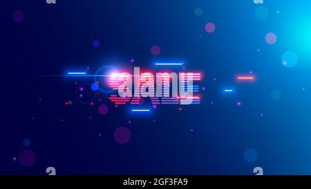 Le mot de vente consiste en une lettre d'éclairage au néon sur fond bleu dans un style informatique vintage. Bannière Web de cyber lundi ou de noir vendredi ventes dans Internet Illustration de Vecteur