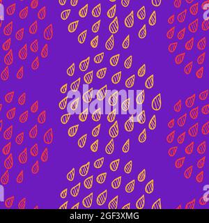 Motif psychédélique abstrait sans couture avec gouttes placées en cercles. Couleurs violet vif et rose, arrière-plan tendance printemps-été. Ovales et Illustration de Vecteur