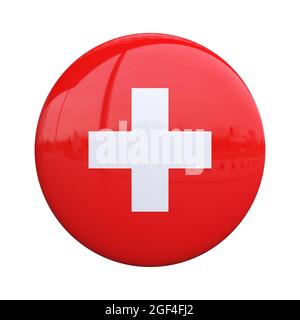 Badge drapeau national suisse, rendu 3d de la broche de nationalité Banque D'Images