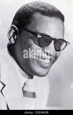 Portrait noir et blanc vintage de Ray Charles. Banque D'Images