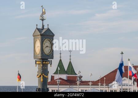 Allemagne, Mecklenburg-Ouest Pomerania, Heringsdorf, horloge historique Banque D'Images