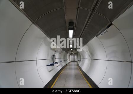 Londres, Royaume-Uni, 18 août 2021 : dans le métro de Londres, géré par transport pour Londres, les passagers sont toujours tenus de porter un masque facial comme condition de transport, mais pas tous. Anna Watson/Alamy Banque D'Images