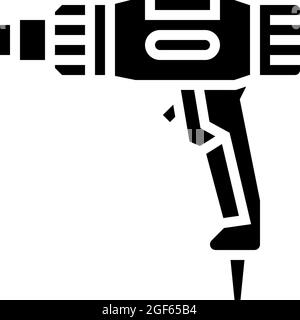illustration du vecteur de l'icône du glyphe de l'outil pistolet thermique Illustration de Vecteur