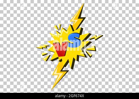 Par rapport au design comique avec la foudre. Flash jaune avec demi-teinte et symbole. Illustration vectorielle isolée sur fond transparent Illustration de Vecteur