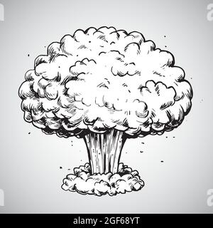 Explosion nucléaire nuage de champignons dessin Illustration vecteur Illustration de Vecteur