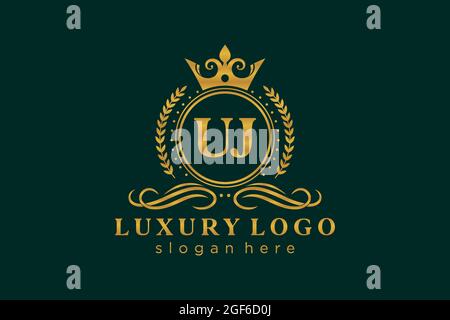 Modèle de logo de luxe Royal lettre UJ en illustrations vectorielles pour les restaurants, les royalties, les boutiques, les cafés, les hôtels, Heraldic, bijoux, mode et autres illustrations vectorielles Illustration de Vecteur