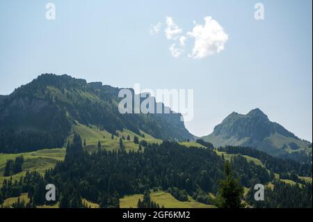 Vue de Sichle, Siebe Hengste dans Emmental vu d'Innereriz Banque D'Images