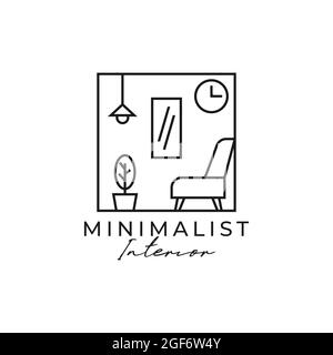 Outline intérieur minimaliste logo vecteur, peut être utilisé comme signes, identité de marque, logo d'entreprise, icônes, ou d'autres. Illustration de Vecteur