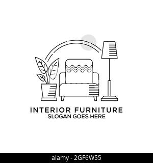 design minimaliste de mobilier intérieur logo vecteur, peut être utilisé comme signes, identité de marque, logo de compagnie, icônes, ou autres. Illustration de Vecteur