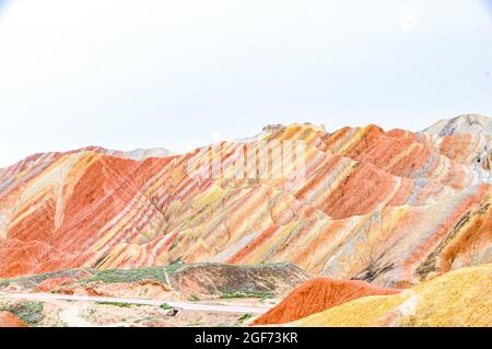 Danxia Landform dans le parc national de Zhangye province de Guansu Chine Banque D'Images