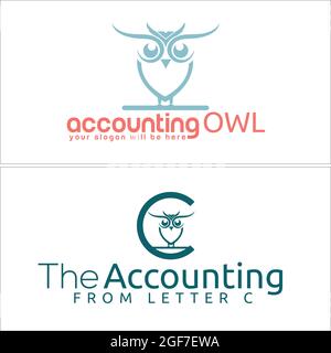 Comptabilité affaires financières avec logo hibou d'oiseau d'icône Illustration de Vecteur