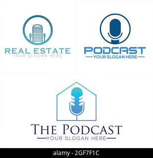 Design du logo du podcast immobilier Illustration de Vecteur