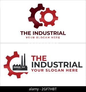 Design industriel avec logo de construction d'équipements et d'usines Illustration de Vecteur
