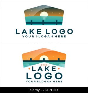 Environnement avec motif lac de lune et logo étoile Illustration de Vecteur