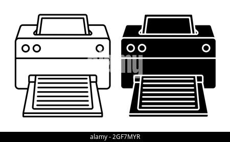 Icône linéaire. vue avant de la perspective de l'imprimante jet d'encre. Impression de documents au bureau à l'aide de copieurs. Vecteur noir et blanc simple sur fond blanc Illustration de Vecteur