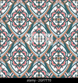 Motif ethnique Tribal Argyle sans couture. Décoration traditionnelle Boho Ikat de rafles de Doodle. Vecteur abstrait Mosaïque géométrique formes de losanges vecteur Illustration de Vecteur