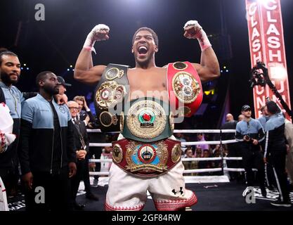 Photo du dossier datée du 07-12-2019 d'Anthony Joshua. Date de publication : le mardi 24 août 2021. Banque D'Images