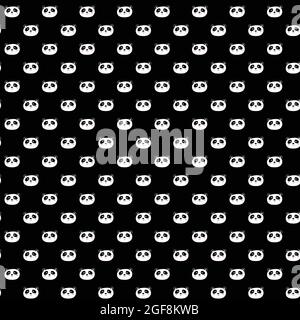 Motif sans couture avec panda mignon sur fond noir. Animaux asiatiques amusants. Carte, cartes postales pour enfants. Illustration vectorielle plate pour tissu, textile Illustration de Vecteur
