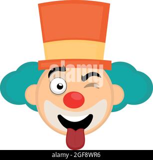 Vecteur émoticône illustration du visage d'un clown de dessin animé avec un chapeau, en se délaquant et avec sa langue Illustration de Vecteur