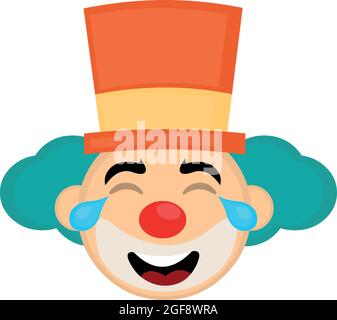 Illustration vectorielle de l'émoticône du visage d'un clown de dessin animé avec chapeau et larmes de joie Illustration de Vecteur