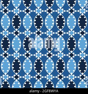 Motif sans couture avec rayures ethniques ondulées dans des tons bleus Banque D'Images