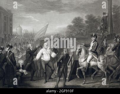 Louis XVI, roi de France, sur le point de monter l'échafaudage pour son exécution, 21 janvier 1793. Louis XVI, 1754 - 1793. Après un travail de Luigi Schiavonetti. Banque D'Images