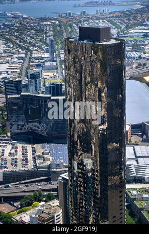 Vue sur la ville depuis Eureka Tower, Melbourne, État de Victoria, Australie Banque D'Images