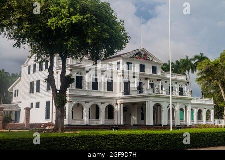 PARAMARIBO, SURINAME - 5 AOÛT 2015 : palais présidentiel à Paramaribo, capitale du Suriname. Banque D'Images