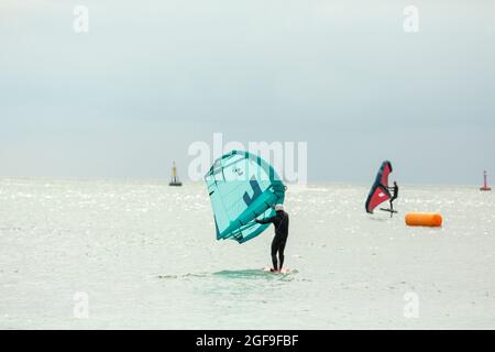 British Kitesurf Freestyle Cameweek-end, Ramsgate, 21 et 22 août 2021. Banque D'Images